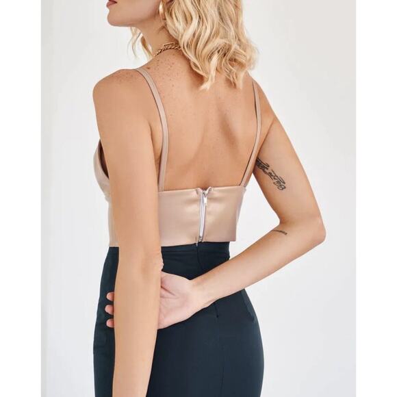 Elagia Womens Beige Vegan Leather Crop Top, Size Small, NWT - Picture 5 of 11